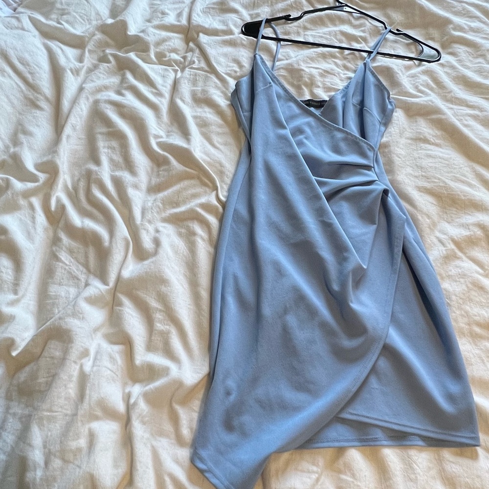 Baby blue going out dress.